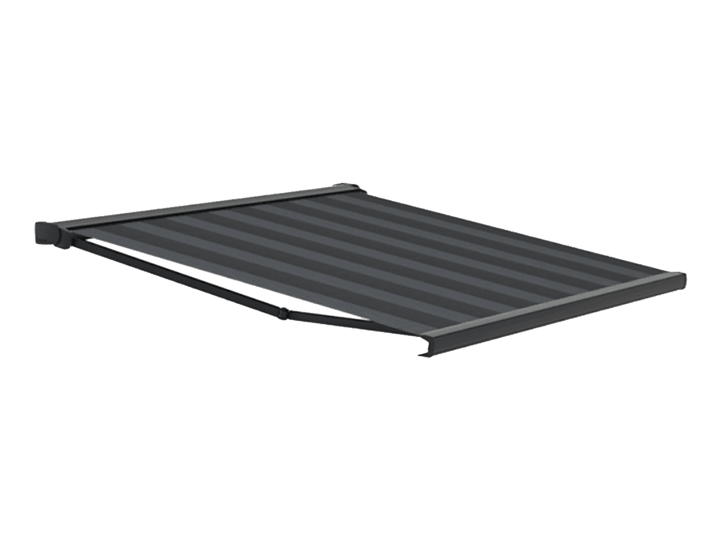 SUNFLECT® Terrasscherm op maat - Antraciet structuurlak (Ral 7016) en Antraciet-grijs gestreept 31509 Doek