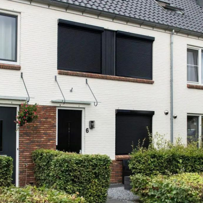 SUNFLECT® Solar Rolluik op maat - Crème witte 9001 Omkasting en Groen 6005 Lamellen