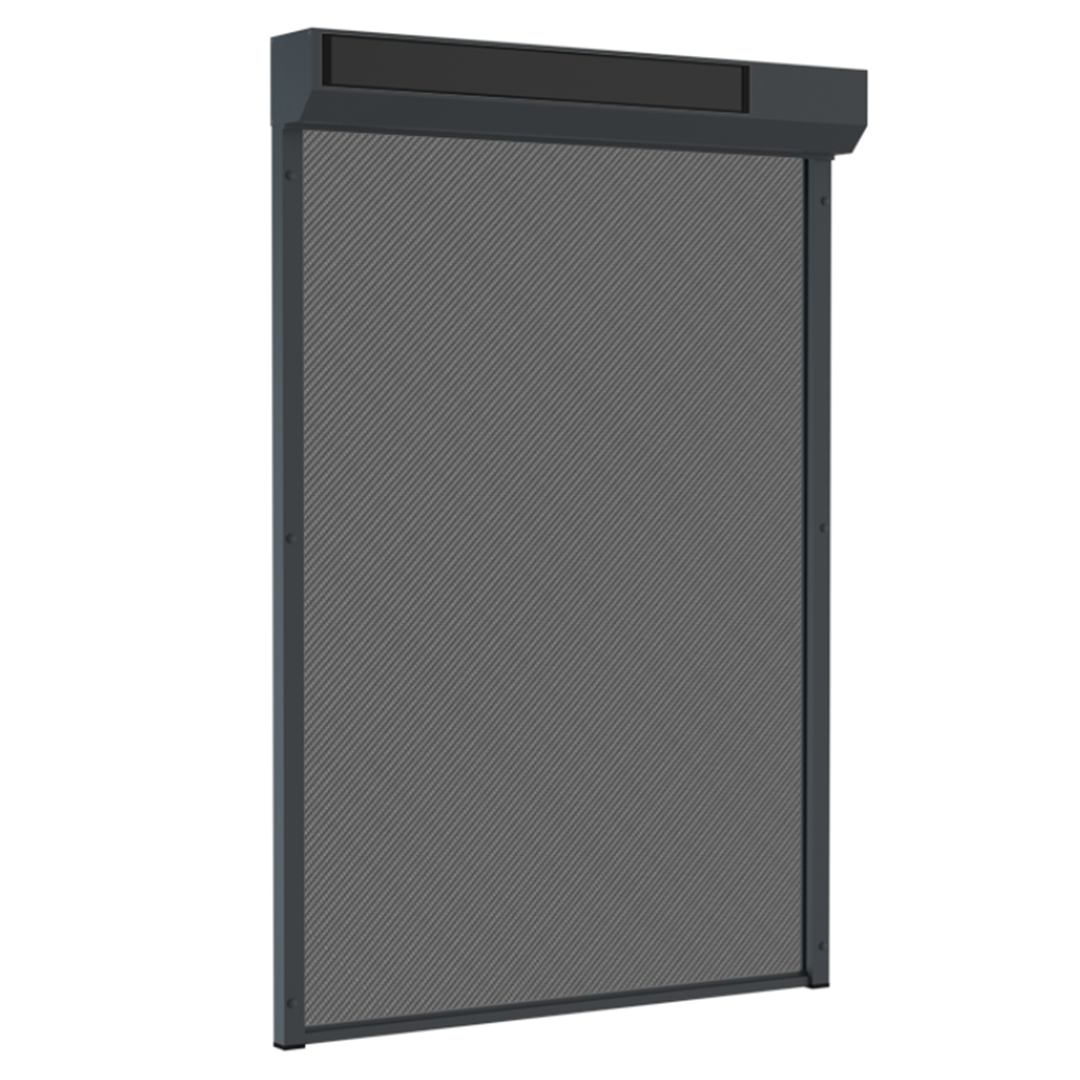 SUNFLECT® Solar Screen op maat - Antraciete Afgeschuinde Omkasting en Grijs - wit 108101 Doek