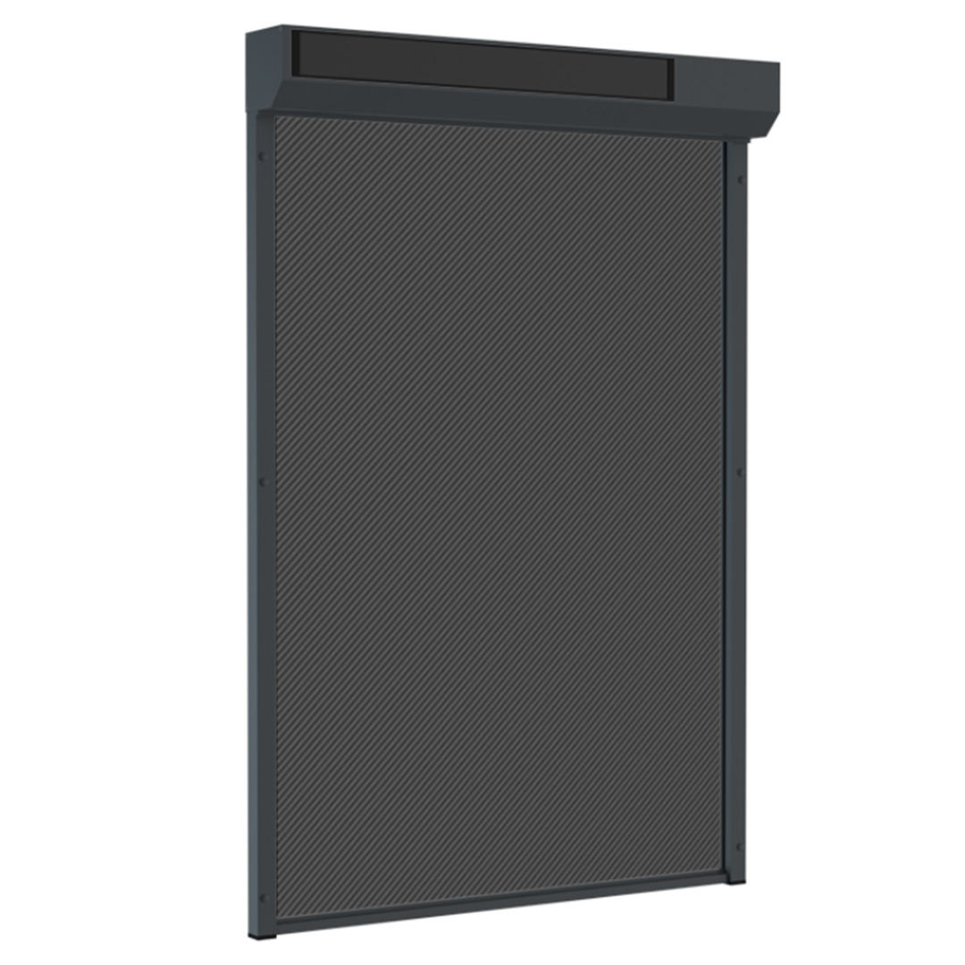 SUNFLECT® Solar Screen op maat - Antraciete Afgeschuinde Omkasting en Grijs 108108 Doek