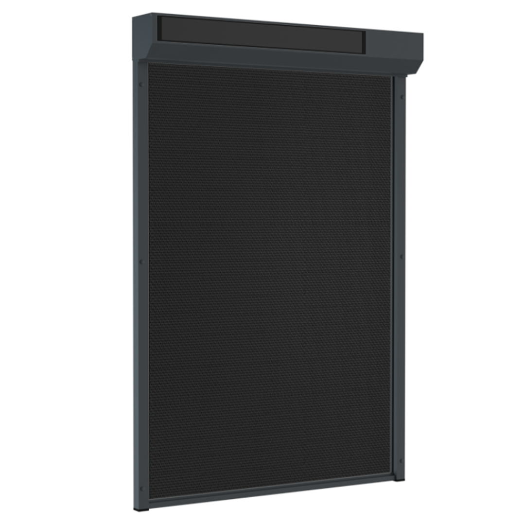 SUNFLECT® Solar Screen op maat - Antraciete Afgeschuinde Omkasting en Zwart 118118 Doek