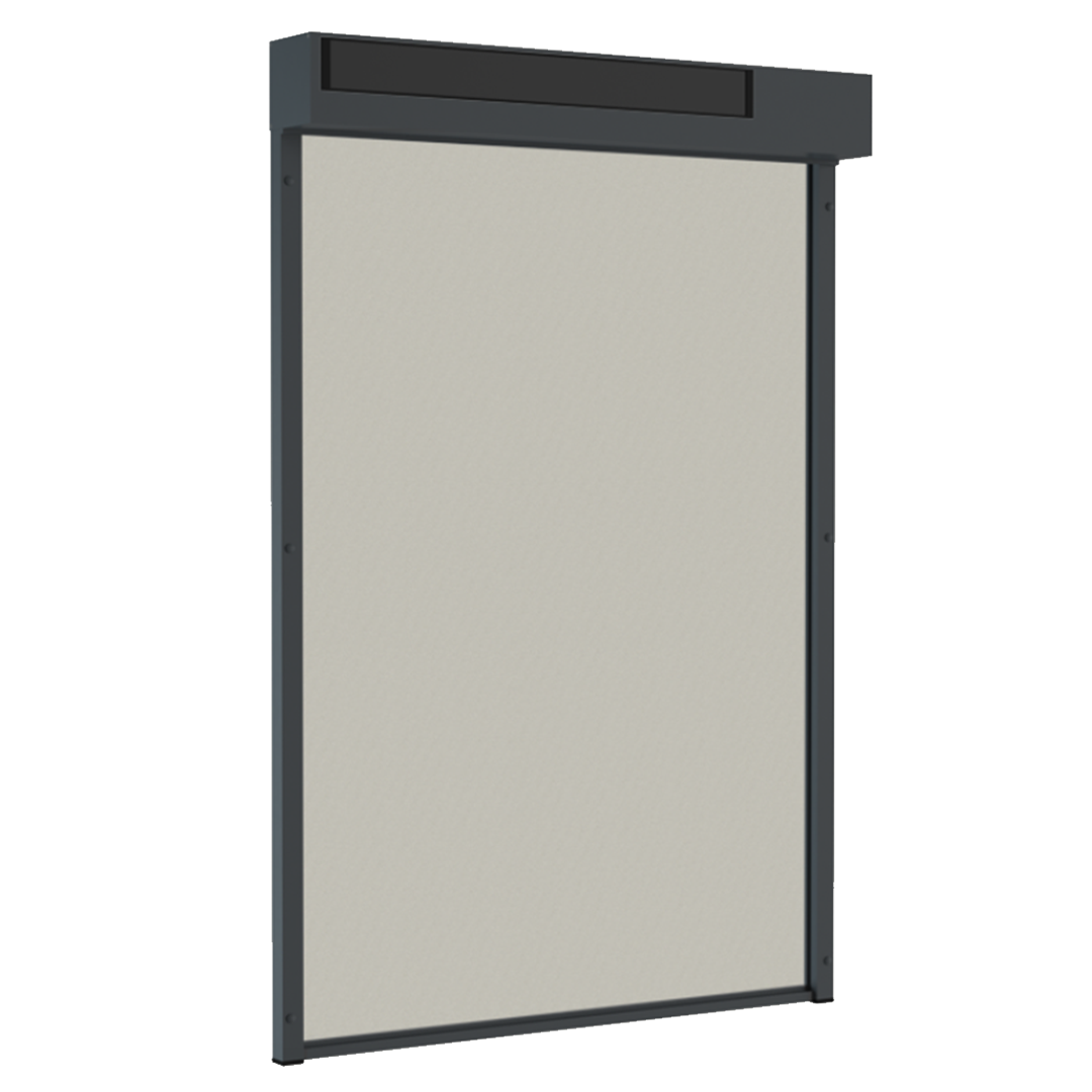 SUNFLECT® Solar Screen op maat - Antraciete Vierkante Omkasting en Linnen - wit 116101 Doek