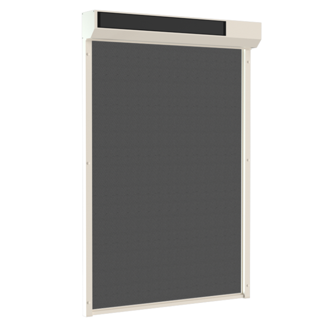 SUNFLECT® Solar Screen op maat - Crème witte Afgeschuinde Omkasting en Grijs 108108 Doek