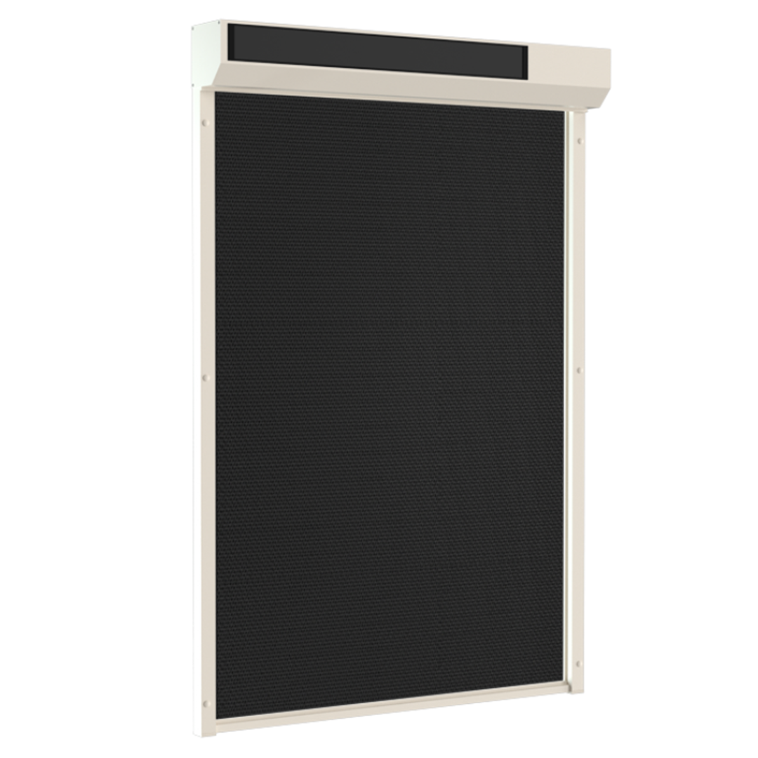 SUNFLECT® Solar Screen op maat - Crème witte Afgeschuinde Omkasting en Zwart 118118 Doek