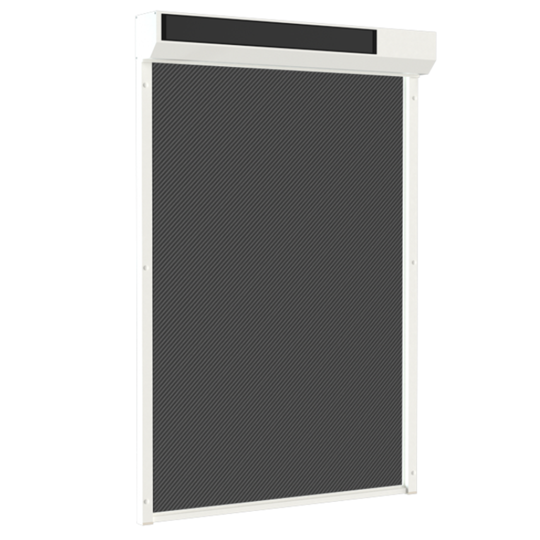 SUNFLECT® Solar Screen op maat - Witte Afgeschuinde Omkasting en Grijs - zwart 108118 Doek