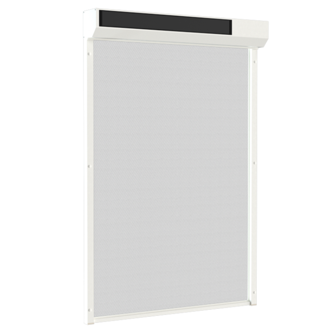 SUNFLECT® Solar Screen op maat - Witte Afgeschuinde Omkasting en Wit 101101 Doek