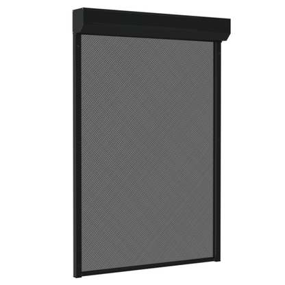 SUNFLECT® Solar Screen op maat - Zwarte Afgeschuinde Omkasting en Grijs - wit 108101 Doek