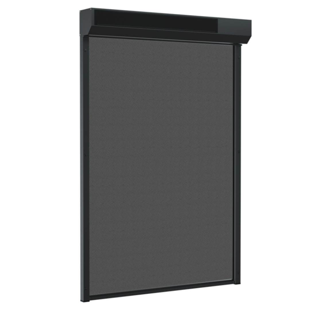 SUNFLECT® Solar Screen op maat - Zwartgrijze Afgeschuinde Omkasting en Grijs 108108 Doek