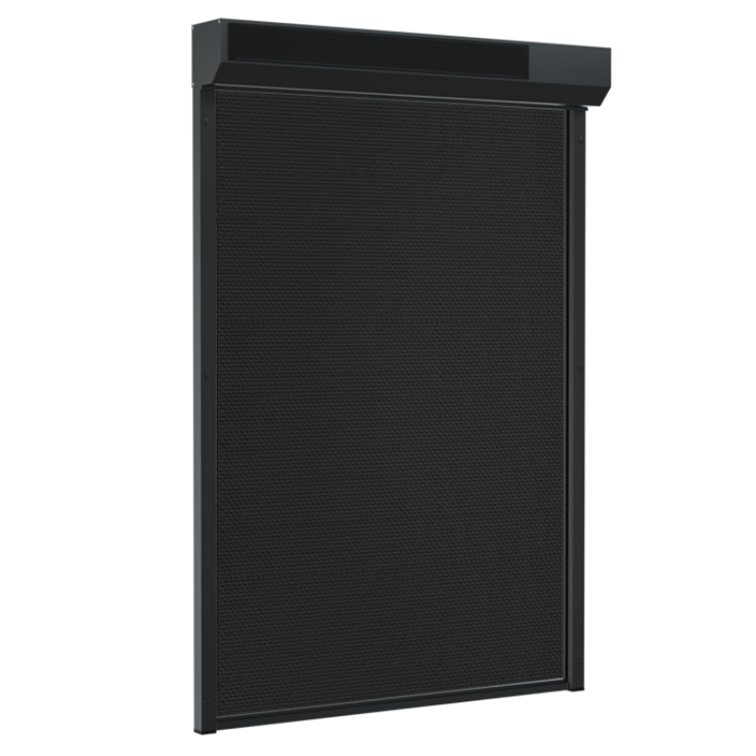 SUNFLECT® Solar Screen op maat - Zwartgrijze Afgeschuinde Omkasting en Zwart 118118 Doek