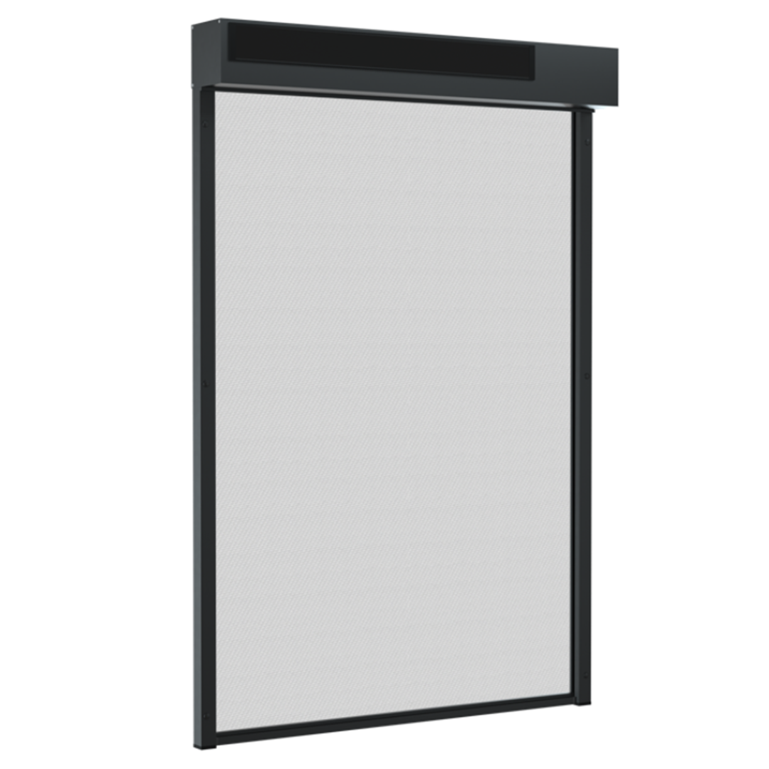 SUNFLECT® Solar Screen op maat - Zwartgrijze Vierkante Omkasting en Wit 101101 Doek