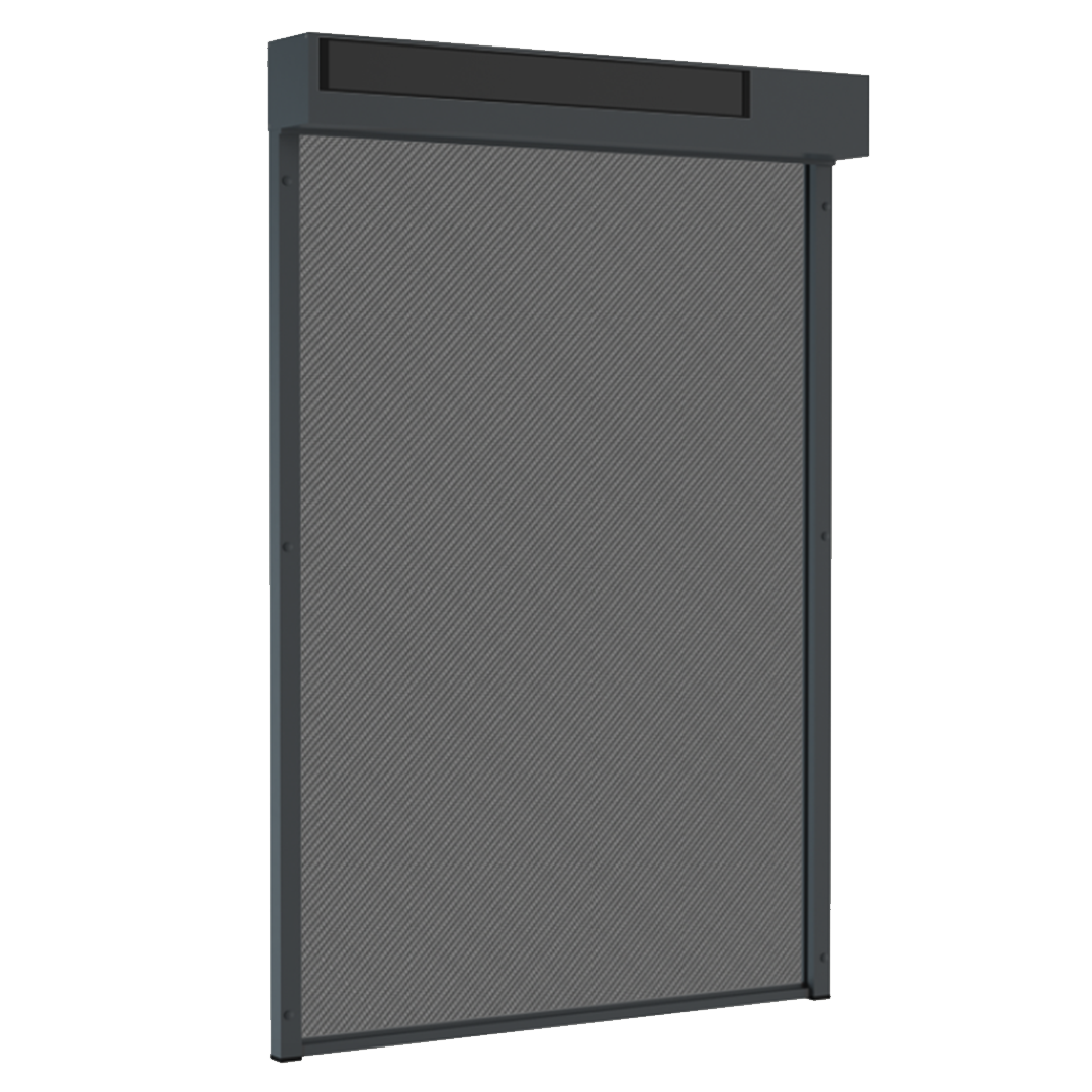 SUNFLECT® Solar Screen op maat - Antraciete Vierkante Omkasting en Grijs-wit 108101 Doek