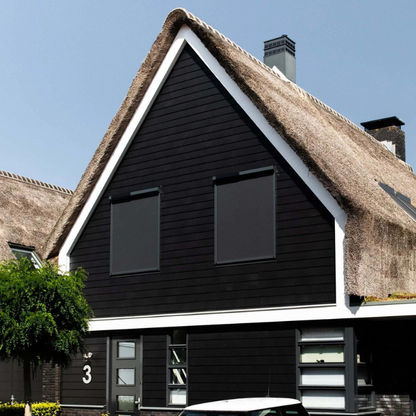 SUNFLECT® Solar Screen op maat - Zwartgrijze Vierkante Omkasting en Wit 101101 Doek