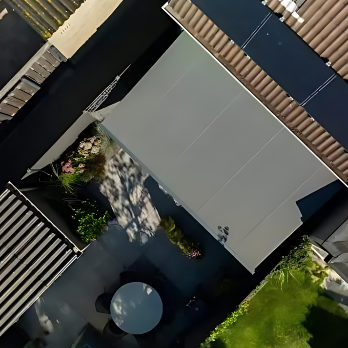 SUNFLECT® Terrasscherm op maat - Antraciet structuurlak (Ral 7016) en Effen grijs 31597 Doek