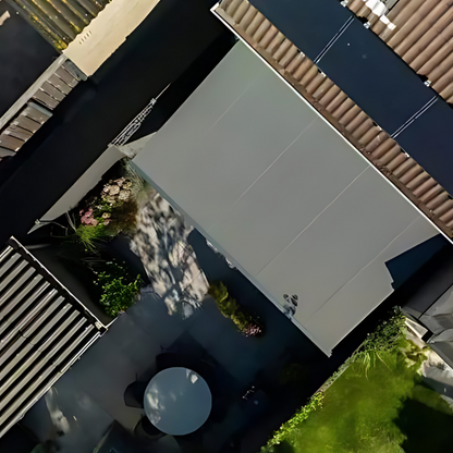 SUNFLECT® Terrasscherm op maat - Antraciet structuurlak (Ral 7016) en Antraciet 30958 Doek